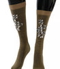 Dolce & Gabbana Gold Stretch Floral Clear Crystal Stocking Socks