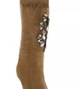 Dolce & Gabbana Gold Stretch Floral Clear Crystal Stocking Socks