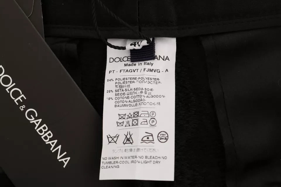 Dolce &amp; Gabbana Black Floral Brocade High Waist Pants