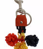 Dolce & Gabbana Red Yellow Raffia Leather Clasp Finder Keyring Keychain