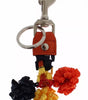 Dolce & Gabbana Red Yellow Raffia Leather Clasp Finder Keyring Keychain