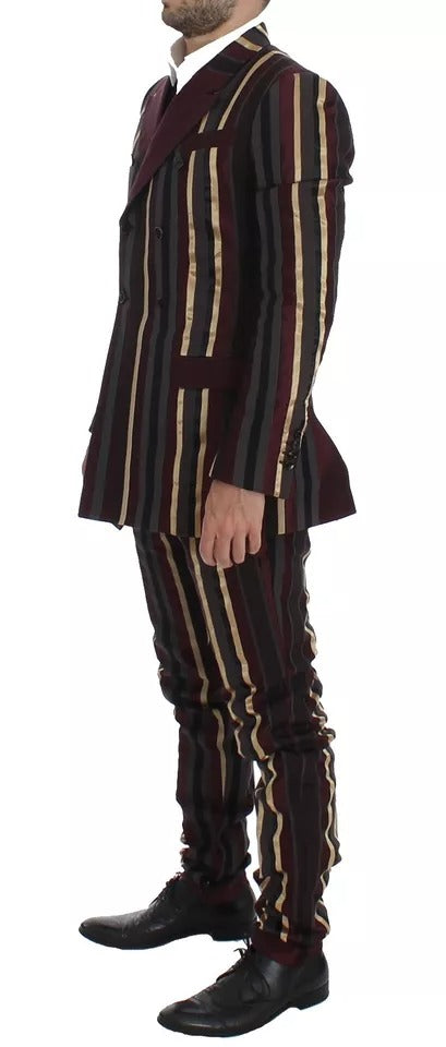 Costume 3 pièces slim fit à rayures multicolores Dolce &amp; Gabbana