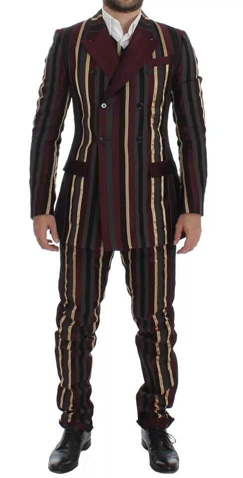 Costume 3 pièces slim fit à rayures multicolores Dolce &amp; Gabbana