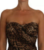 Dolce & Gabbana Brown Leopard Silk Chiffon Ruched Mermaid Maxi Dress