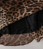Dolce & Gabbana Brown Leopard Silk Chiffon Ruched Mermaid Maxi Dress