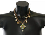 Collier Dolce &amp; Gabbana en laiton doré avec breloques florales en cristal