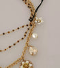 Collier Dolce &amp; Gabbana en laiton doré avec breloques florales en cristal