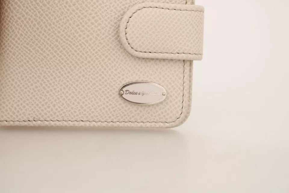 Portefeuille de poche avec étui à préservatifs en cuir Dauphine blanc Dolce &amp; Gabbana