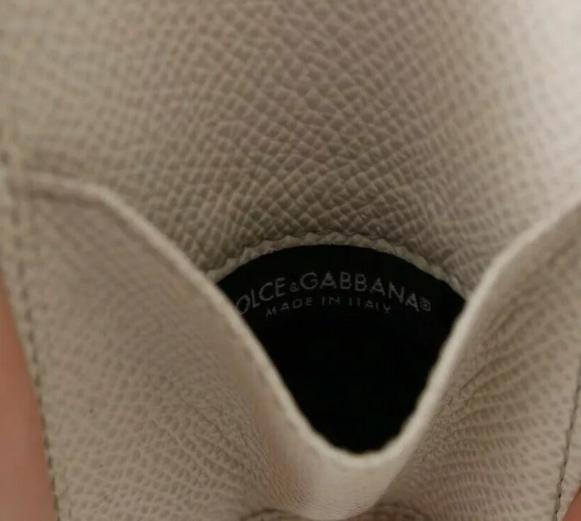 Portefeuille de poche avec étui à préservatifs en cuir Dauphine blanc Dolce &amp; Gabbana