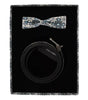 Dolce & Gabbana White Blue Silk Bowtie Leather Belt Gift Box Set