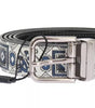 Dolce & Gabbana White Blue Silk Bowtie Leather Belt Gift Box Set