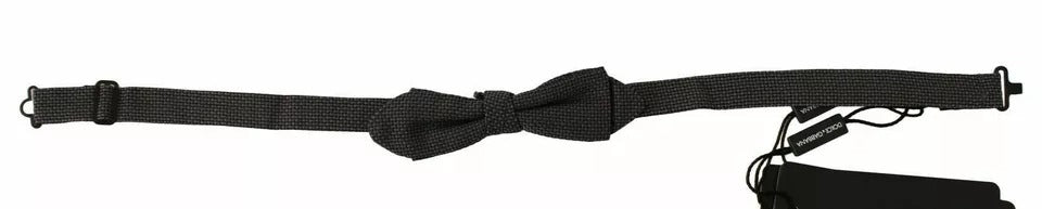 Dolce &amp; Gabbana Gray Pattern Silk Adjustable Neck Bow Tie