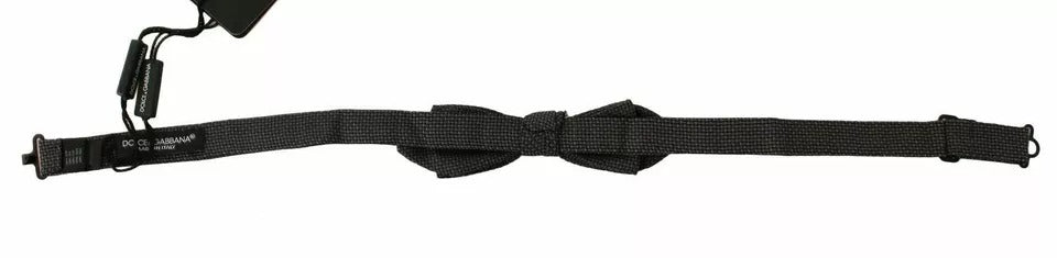 Dolce &amp; Gabbana Gray Pattern Silk Adjustable Neck Bow Tie