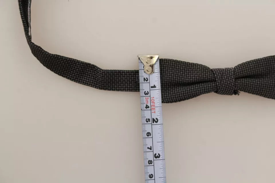 Dolce &amp; Gabbana Gray Pattern Silk Adjustable Neck Bow Tie