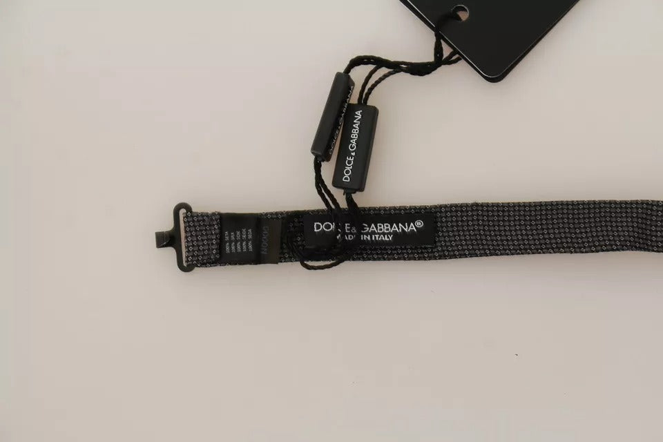 Dolce &amp; Gabbana Gray Pattern Silk Adjustable Neck Bow Tie