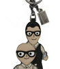 Dolce & Gabbana Silver Leather Dominico Stefano #DGFAMILY Logo Badge Keychain