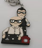 Dolce & Gabbana Silver Leather Dominico Stefano #DGFAMILY Logo Badge Keychain