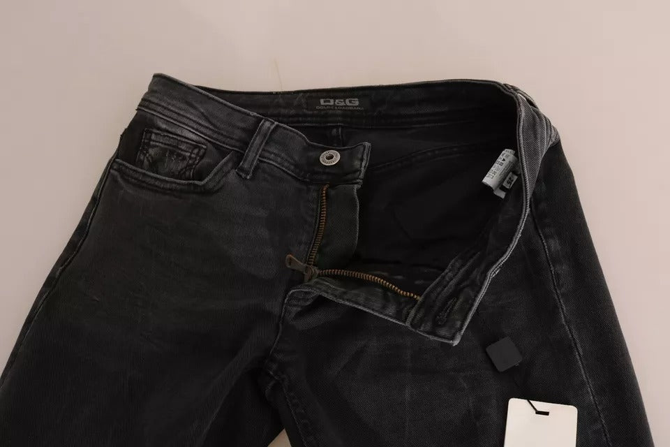 Dolce &amp; Gabbana Black Slim Fit Cotton Jeans D&amp;G Pants