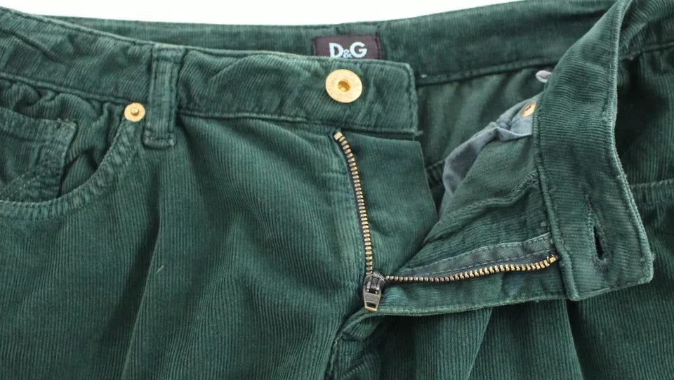 Dolce &amp; Gabbana Green Cotton Corduroys SLIMMY Fit D&amp;G Pants