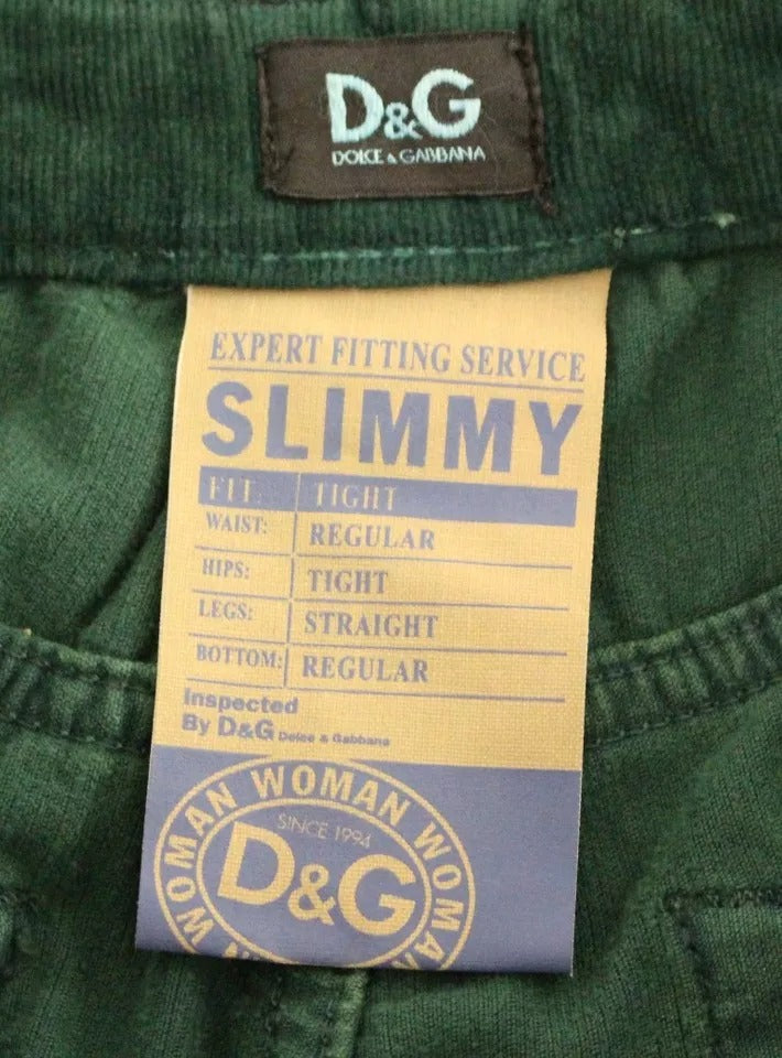 Dolce &amp; Gabbana Green Cotton Corduroys SLIMMY Fit D&amp;G Pants