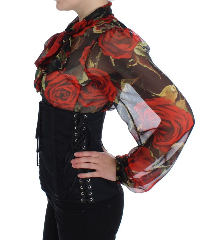 Ceinture corset élégante en brocart floral noir Dolce &amp; Gabbana
