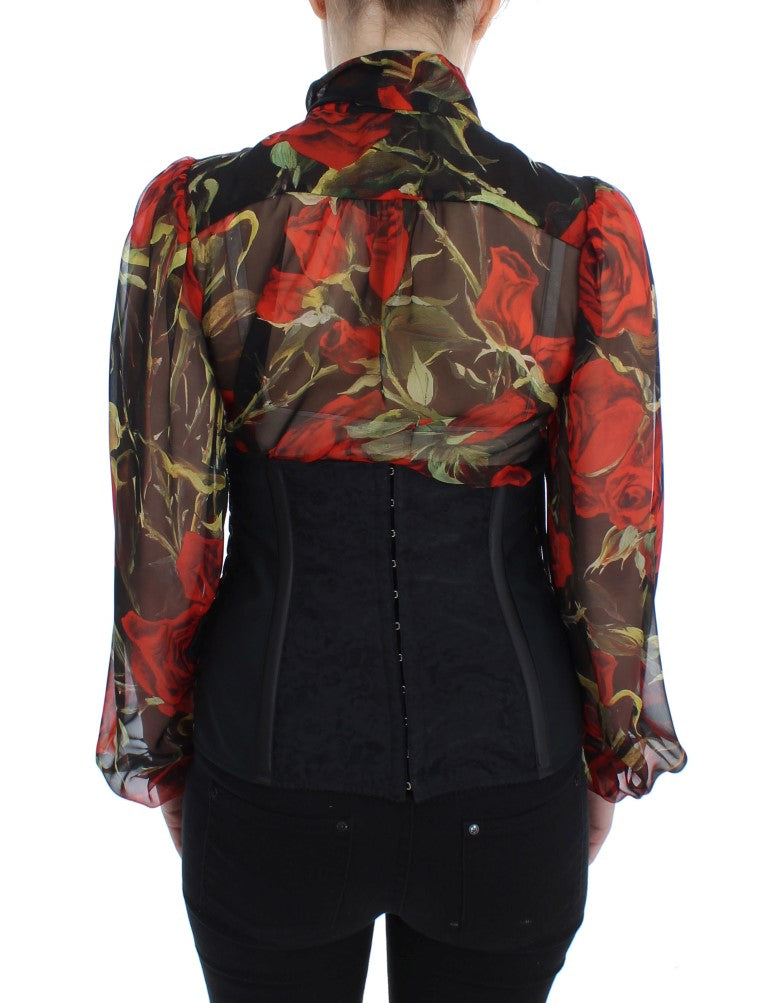 Ceinture corset élégante en brocart floral noir Dolce &amp; Gabbana