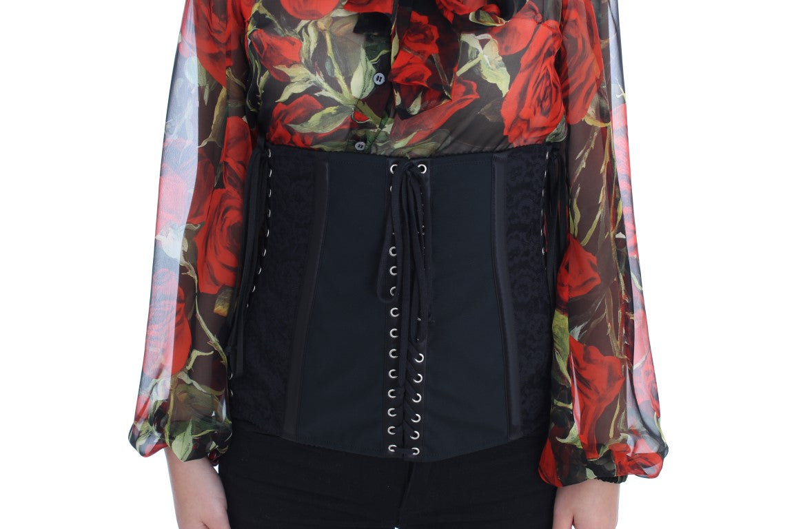 Ceinture corset élégante en brocart floral noir Dolce &amp; Gabbana