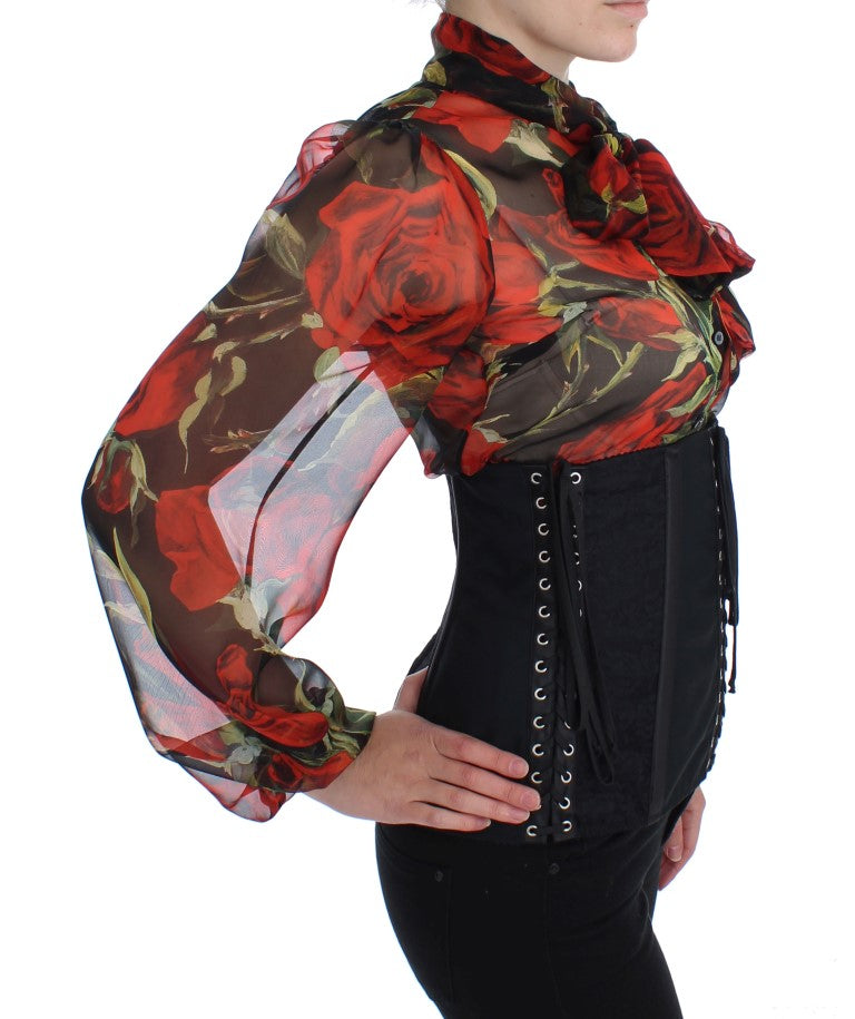 Ceinture corset élégante en brocart floral noir Dolce &amp; Gabbana