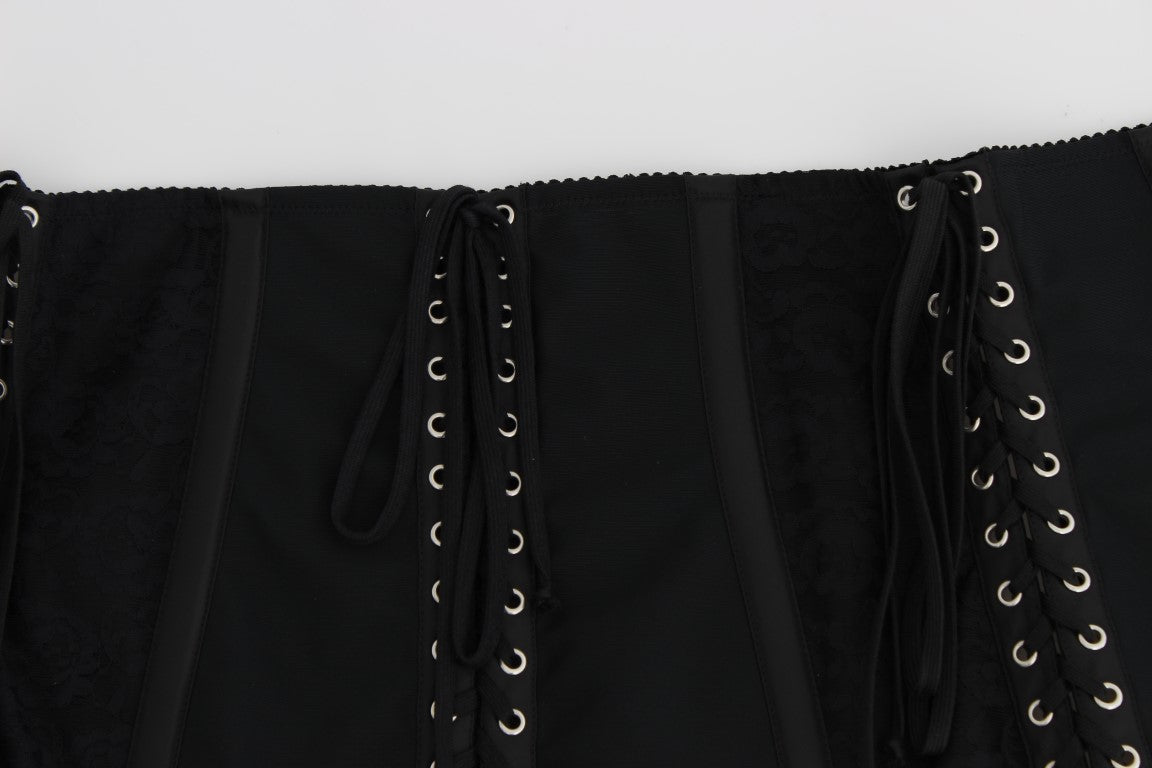 Ceinture corset élégante en brocart floral noir Dolce &amp; Gabbana