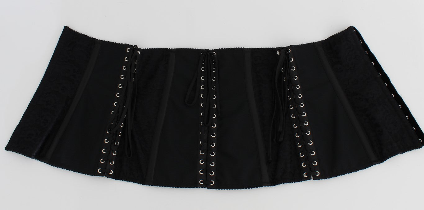 Ceinture corset élégante en brocart floral noir Dolce &amp; Gabbana