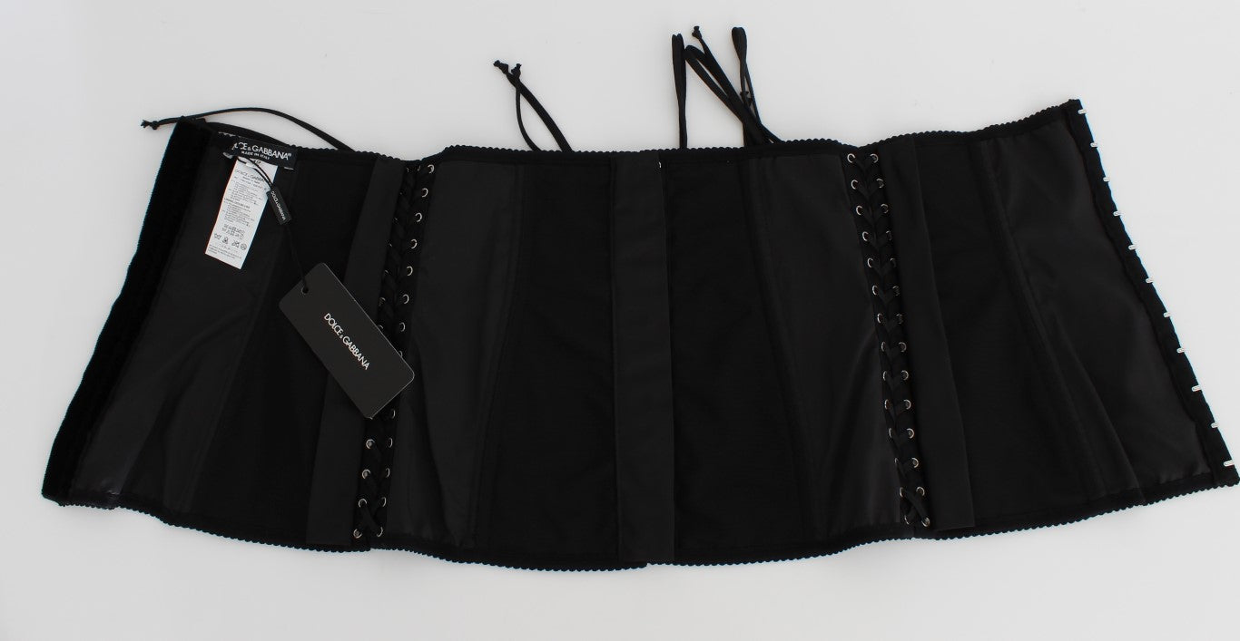 Ceinture corset élégante en brocart floral noir Dolce &amp; Gabbana