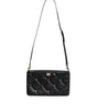 Dolce & Gabbana Black Leather Crystal Embellished Logo Shoulder Bag