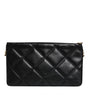 Dolce & Gabbana Black Leather Crystal Embellished Logo Shoulder Bag