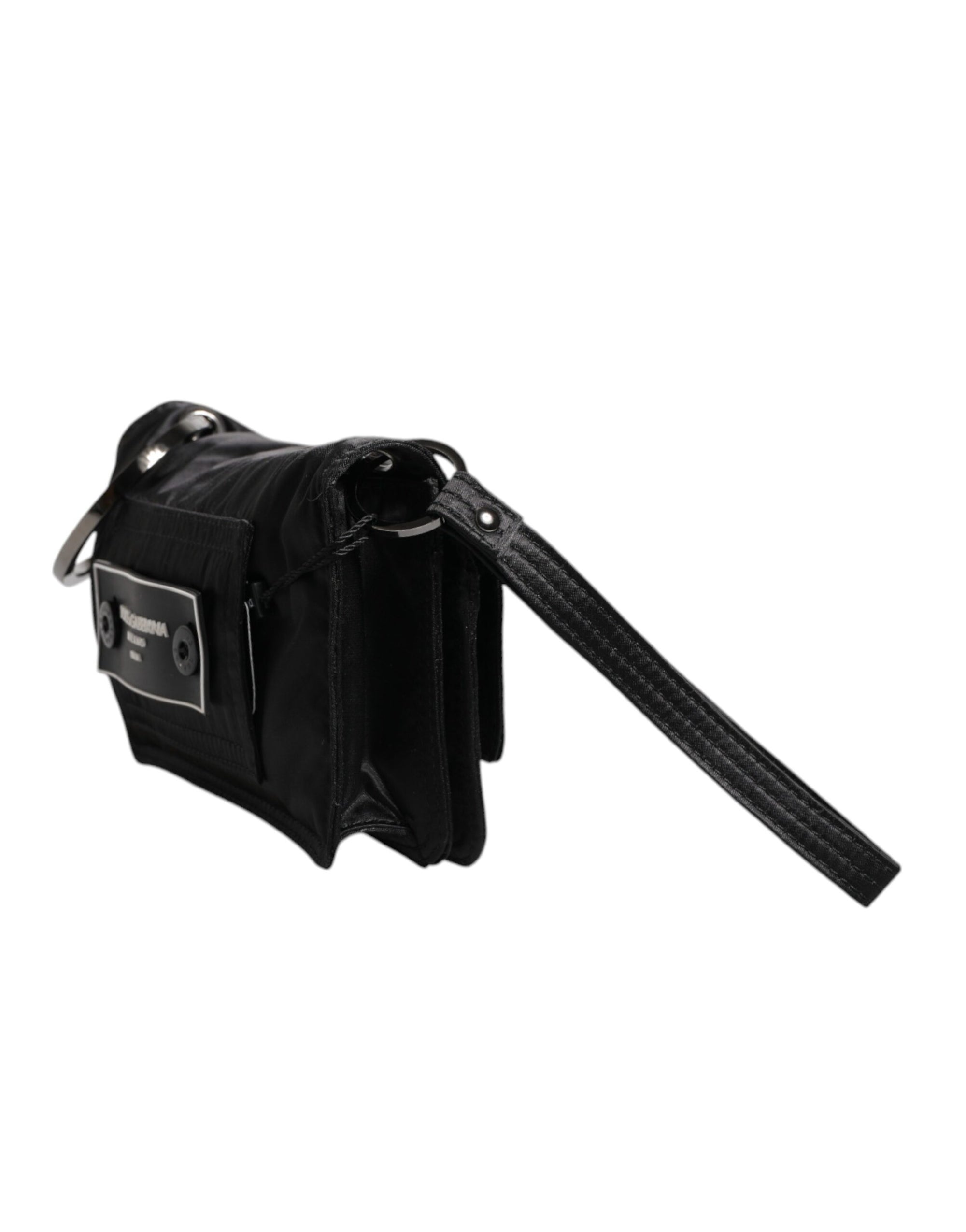 Dolce &amp; Gabbana Black Fabric Logo Two Way Clutch Crossbody Bag