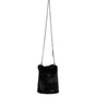 Dolce &amp; Gabbana Black Faux Fur Silver Chain Crossbody Shoulder Purse Bag
