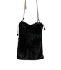 Dolce &amp; Gabbana Black Faux Fur Silver Chain Crossbody Shoulder Purse Bag