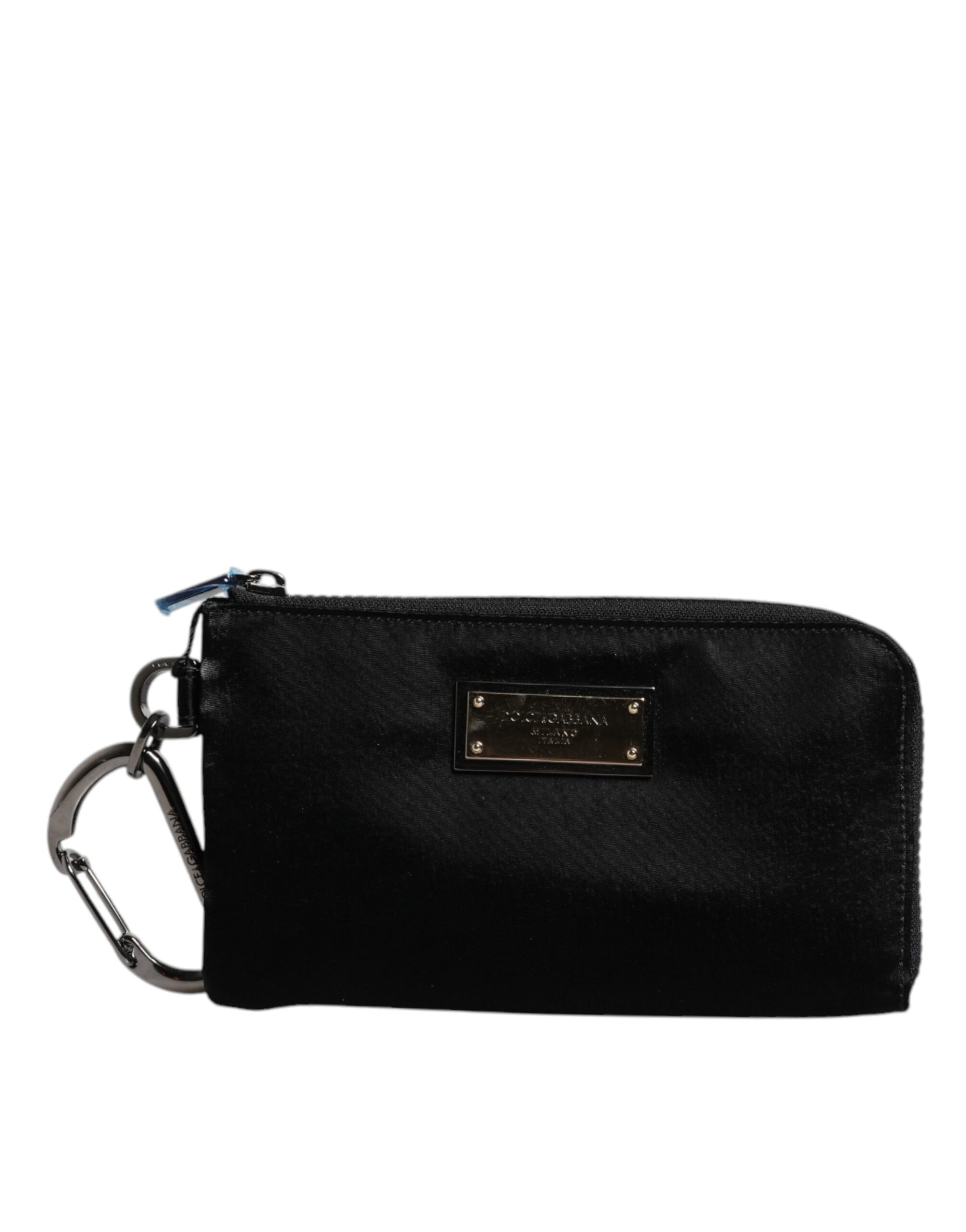 Pochette porte-clés Dolce & Gabbana en nylon noir avec logo