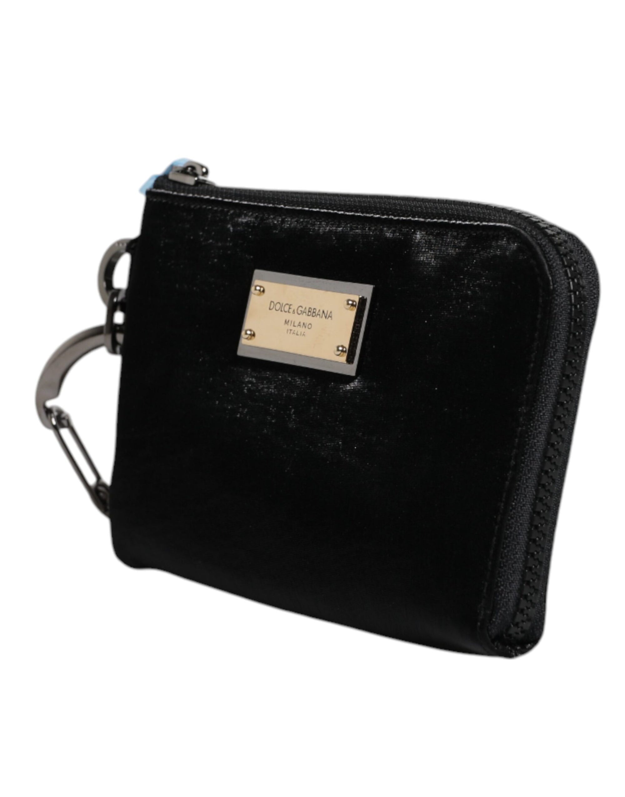 Pochette porte-clés Dolce & Gabbana en nylon noir avec logo