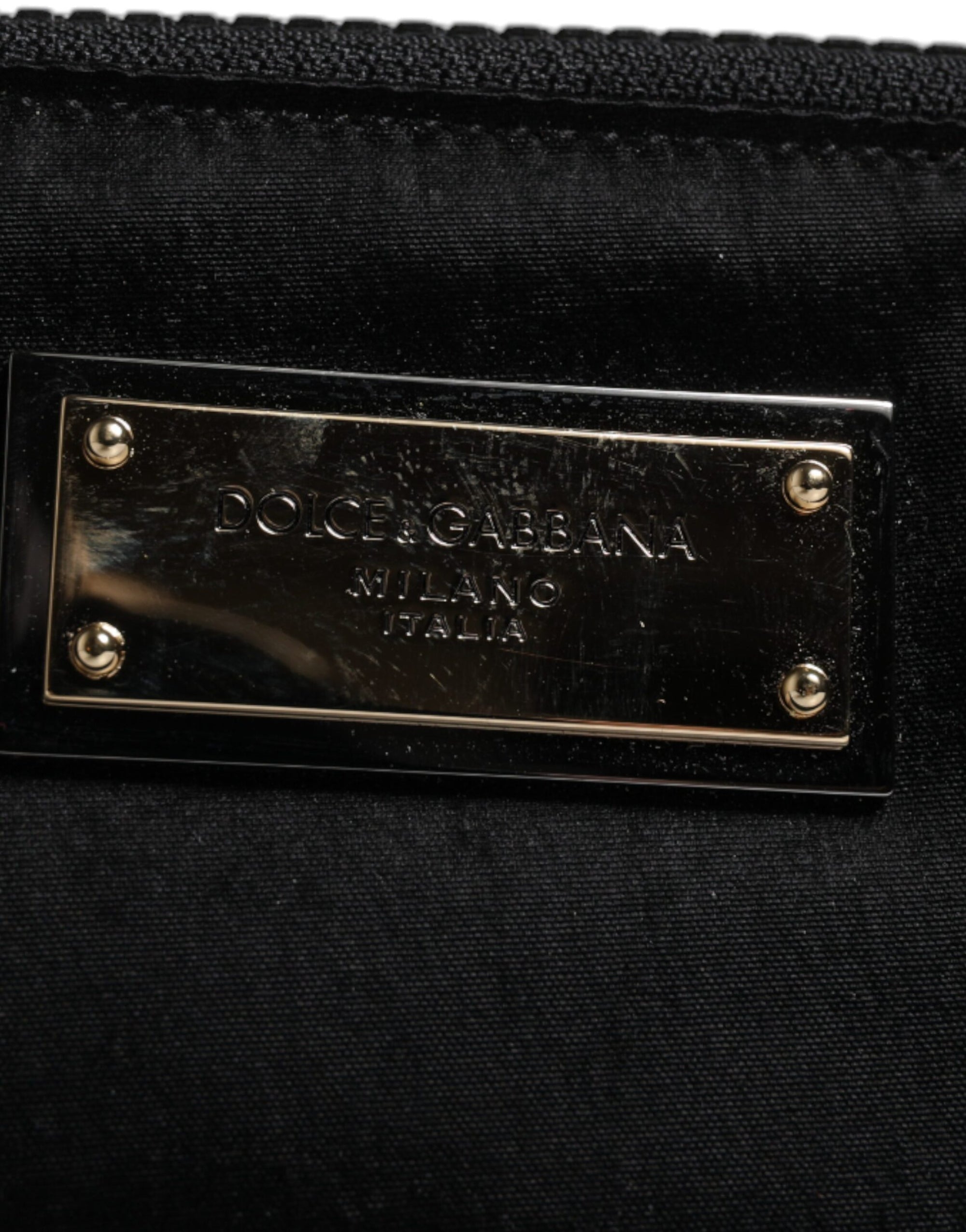 Pochette porte-clés Dolce & Gabbana en nylon noir avec logo