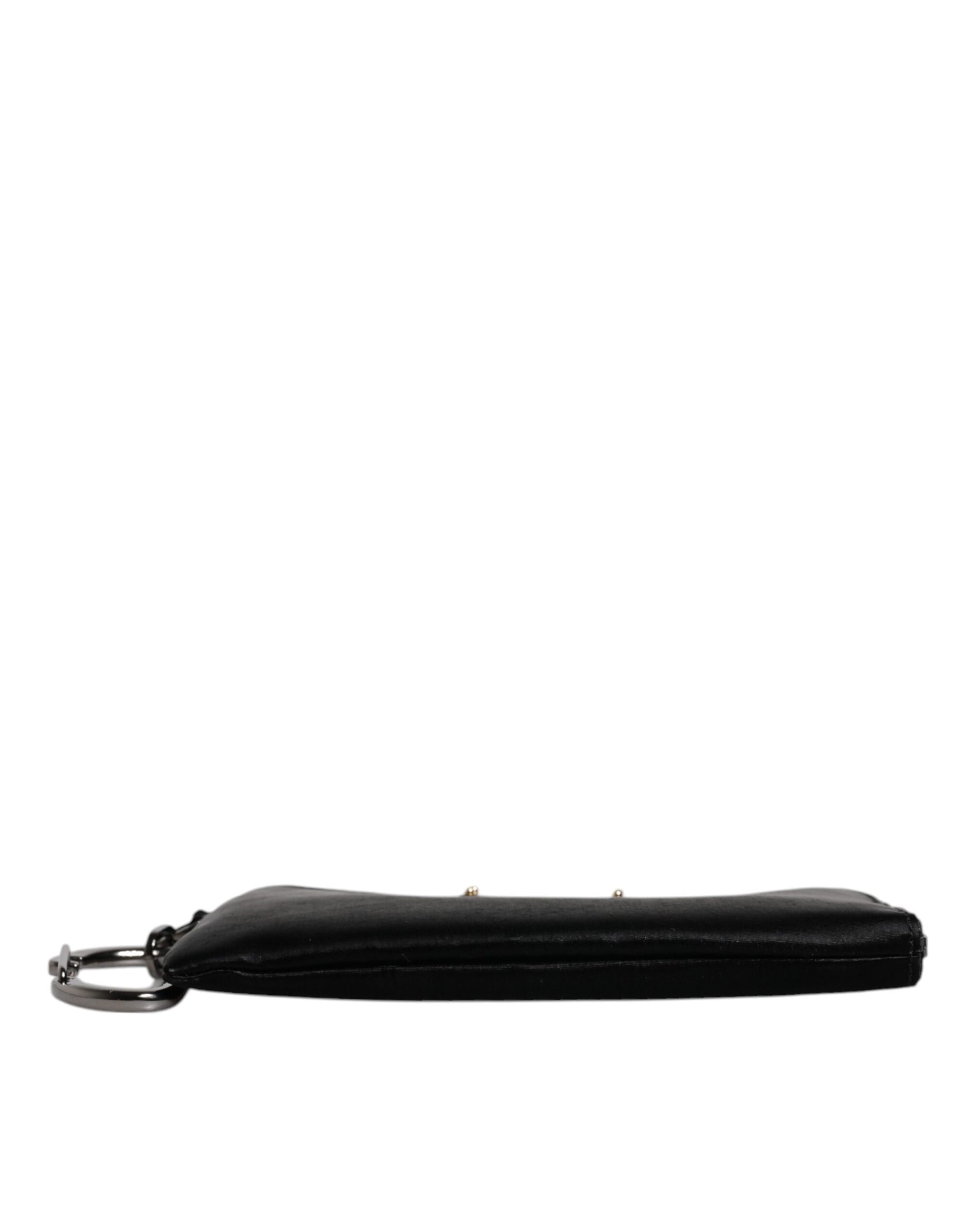 Pochette porte-clés Dolce & Gabbana en nylon noir avec logo