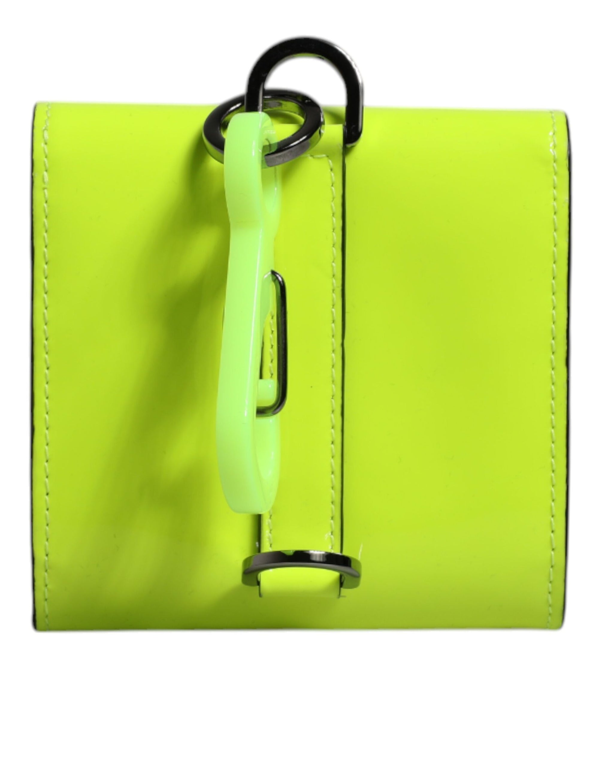 Portefeuille porte-cartes Dolce & Gabbana jaune vert à deux volets avec logo DG et sangle de cou