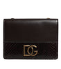 Portefeuille à deux volets en cuir marron Dolce & Gabbana avec logo DG et bandoulière