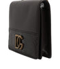 Portefeuille à deux volets en cuir marron Dolce & Gabbana avec logo DG et bandoulière