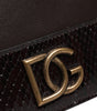 Portefeuille à deux volets en cuir marron Dolce & Gabbana avec logo DG et bandoulière