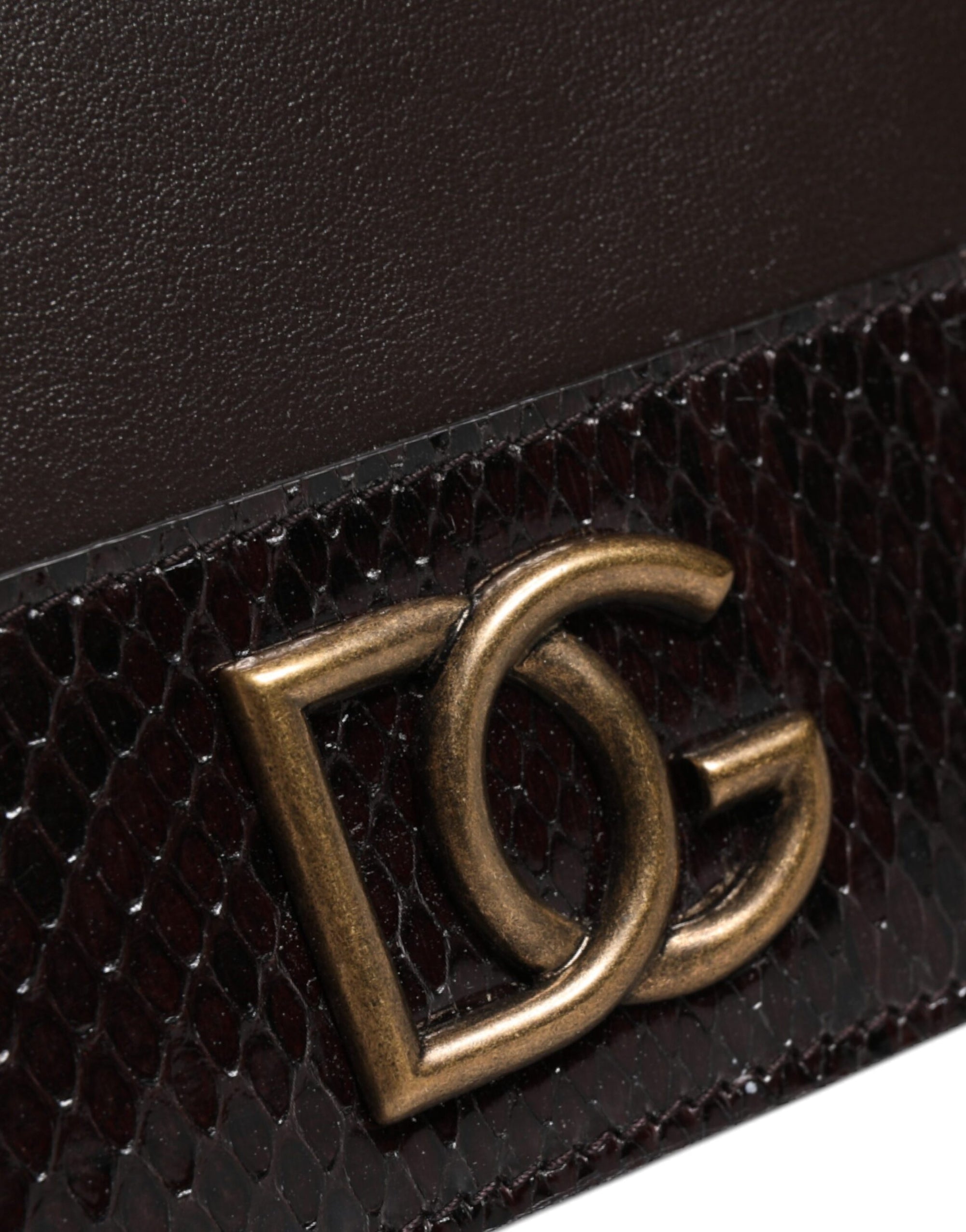Portefeuille à deux volets en cuir marron Dolce & Gabbana avec logo DG et bandoulière
