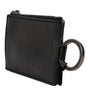 Portefeuille porte-cartes Dolce &amp; Gabbana en cuir noir avec cordon et logo cheval