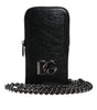Dolce & Gabbana Black Leather Purse Crossbody Chain Sling Phone Bag