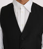 Dolce & Gabbana Black Solid Wool Silk Waistcoat Vest