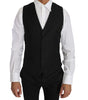 Dolce & Gabbana Black Solid Wool Silk Waistcoat Vest