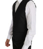 Dolce & Gabbana Black Solid Wool Silk Waistcoat Vest